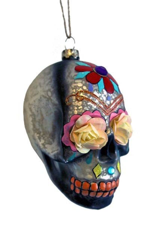 Deko-Flash: Weird and Wonderful Weihnachtsschmuck 4 Day of the Dead Glass Skull Ornament by Rockett St. George