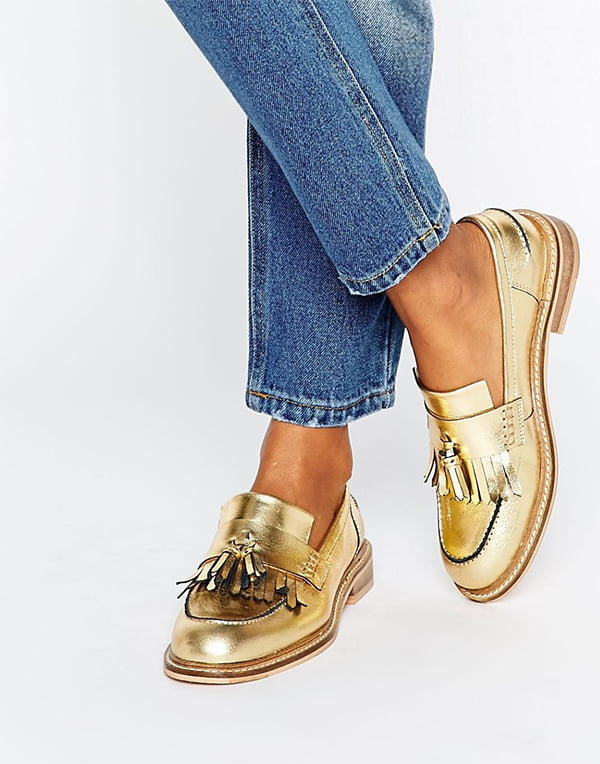 Metallic Shoes: ASOS Loafers in Gold