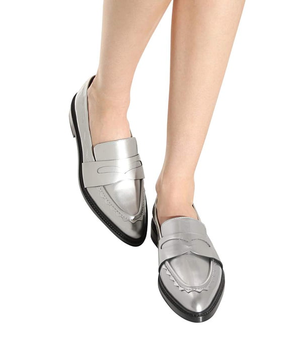 Metallic Shoes: Christopher Kane pointy metallic penny loafer