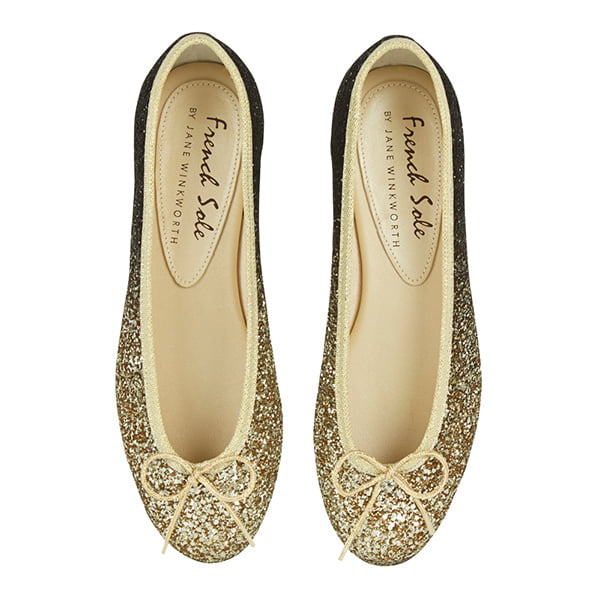 Metallic Schuhe: French Sole Henrietta, Metallic Ombré Glitter