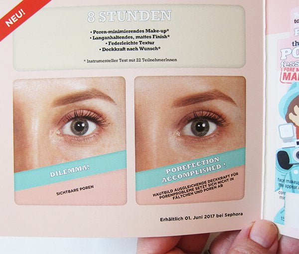 Benefit the POREfessional Pore Minimizing Makeup: Vorher Nachher Swatchbilder (Bild und Review auf Hey Pretty mit PR Material von Benefit)