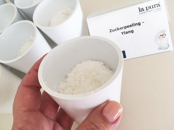 Zuckerpeeling Ylang im Spa des La Pura Resorts in Gars am Kamp (Wellness in Österreich)