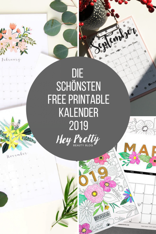 Schöne Free Printable Kalender für 2019 auf Hey Pretty Beauty Blog