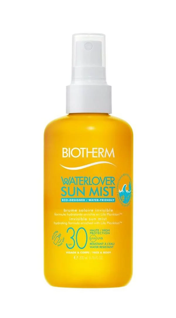 Reef Safe Sonnenschutzprodukte auf Hey Pretty: Biotherm Waterlover Sun Mist SPF 30 (enthält weder Octinoxat noch Oxybenzon)