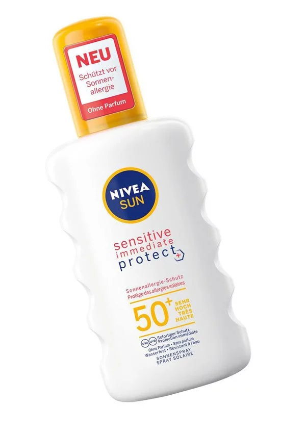 Reef Safe Sonnenschutzprodukte auf Hey Pretty: Nivea Sun Sensitive Immediate Protect SPF 50+ (enthält weder Octinoxat noch Oxybenzon)