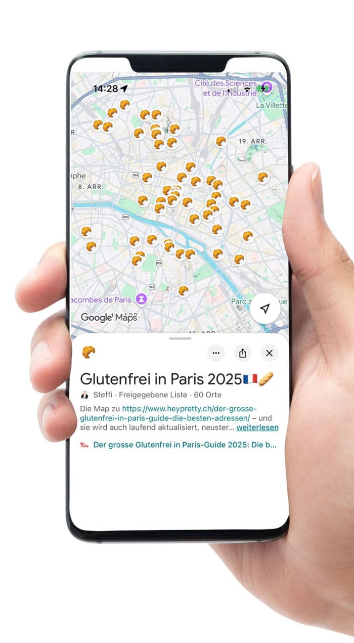 Der grosse Glutenfrei in Paris-Guide 2025: Die besten Adressen 110 Glutenfrei Map Hand